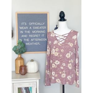 Love Fire Brand Cold Shoulder Floral Top